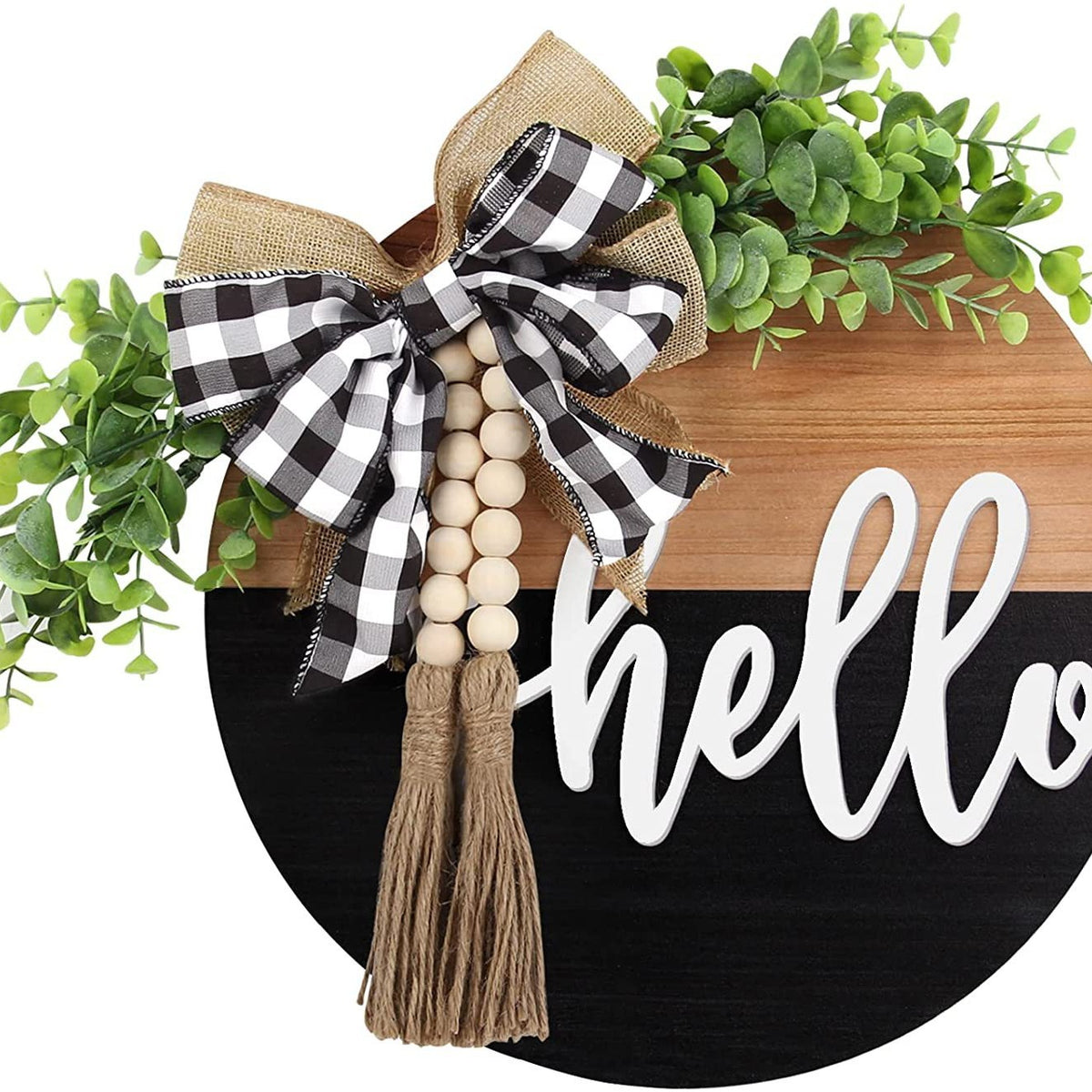 Welcome Rustic Round 3D Wooden Door Sign Farmhouse Door Decor Wall Indoor Outdoor Hanging Spring Summer Wreath Decoration