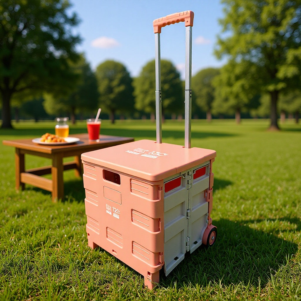 Foldable Rolling Utility Cart with Wheels, Portable Shopping Cart for Groceries, Camping, and Storage