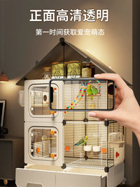 Large Splash-Proof Bird Cage for Parrots and Cockatiels, Two-Tier Villa Design