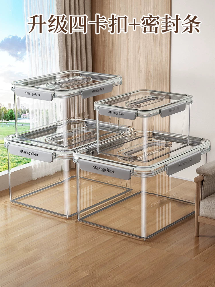 Portable Clear Storage Box with Lid, Large Capacity Plastic Organizer for Clothes, Snacks, Toys, Books