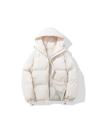 Men's Winter Hooded Puffer Jacket Loose Fit Cotton Padded Coat