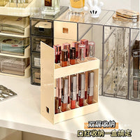 Cosmetic Lipstick Storage Box Dustproof Desktop Display Organizer with Drawers