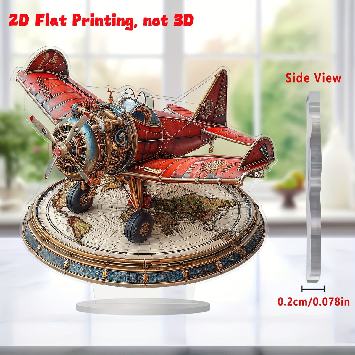 Retro Steampunk Airplane Acrylic Standee Desktop Ornament Collectible Gift