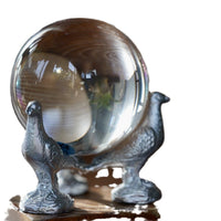 Pure Copper Bird Figurine Crystal Ball Stand Home Decor