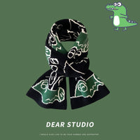 Cute Crocodile Knitted Scarf for Women, Short Warm Neck Warmer for Students and Couples