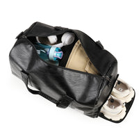 PU Leather Travel Duffel Bag with Shoe Compartment and Wet Pocket for Gym Sports Business Trip