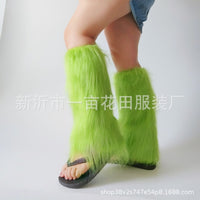 Y2K Faux Fur Leg Warmers for Women, Millennial Style Warm Long Boot Socks