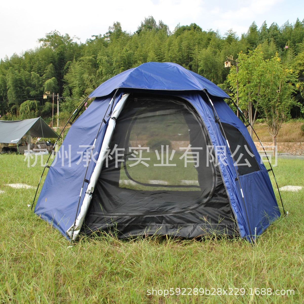 3-in-1 Waterproof UV-Protected Double-Layer Hexagonal Tent for 6 People, Family Camping Tent