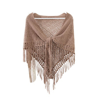 Fashion Knitted Tassel Shawl Scarf for Women, Solid Color Korean Style Triangle Wrap