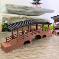 Miniature Ancient Chinese Covered Bridge Pavilion for Micro Landscape Aquariums and Bonsai