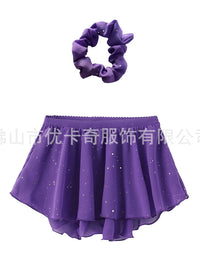 Girls' Mesh Ballet Leotard with Skirt and Headpiece Set for Dance Practice & Performance