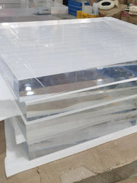 Acrylic Clear Frosted Block Cylinder Round Base Display Stand