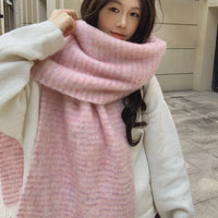 Wool Blend Knitted Scarf Shawl for Women, Thickened Warm Winter Wrap