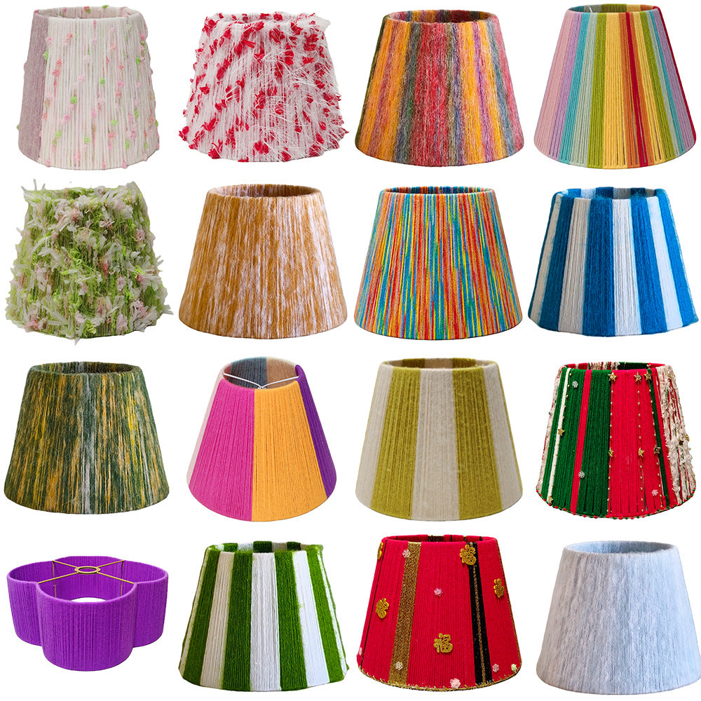 Handmade Bohemian Macrame Yarn Lampshade for E27 Bulb, Colorful DIY Woven Light Cover