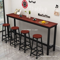 Wall-Mounted Bar Table with Stools for Balcony or Cafe, Narrow Long Console Table