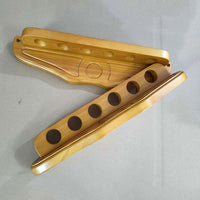 6-Hole Wall-Mounted Wooden Billiard Cue Rack