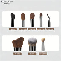 8-Piece Horse Hair Eyeshadow Brush Set with Blush and Eyeliner Brushes, Soft and Portable