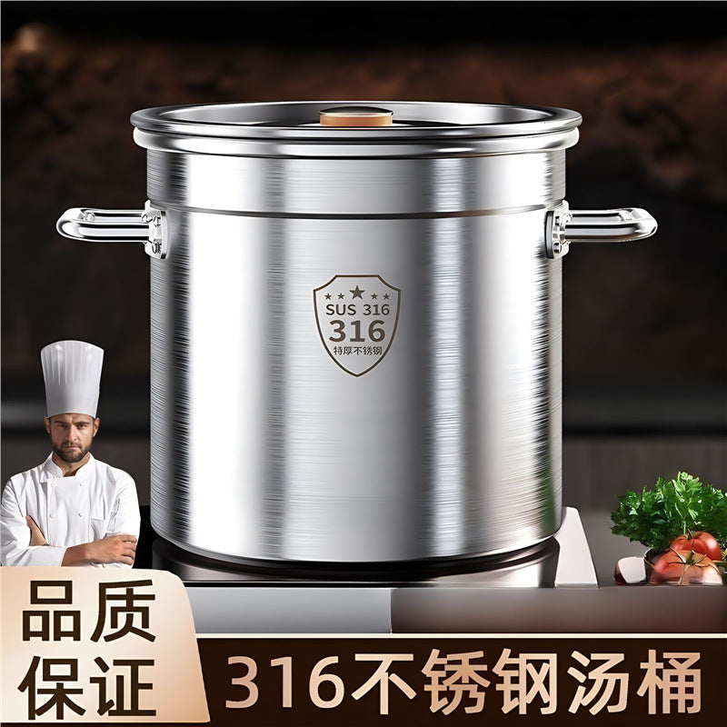 304/316 Stainless Steel Stock Pot with Lid, Large Capacity Commercial Soup Stew Pot