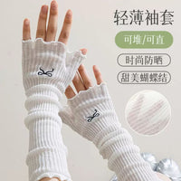Summer Ultra-Thin Breathable Arm Sleeves with Bowknot Embroidery