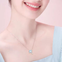 Four-Leaf Clover Star Wish White Copper Necklace for Women