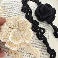 Hand-Crocheted Rose Flower Knit Scarf Necklace Belt