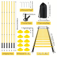 Soccer Training Equipment Set with Agility Ladder, Cones, and Disc Markers