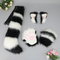 Plush Animal Ear Headband and Tail Set for Cosplay