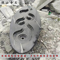 Black Mountain Stone Water Basin Irregular Flowing Stone Sculpture for Dry Landscape Gardens