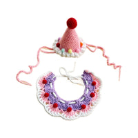 Pet Birthday Hat and Scarf Set for Cats and Dogs - Cute Handmade Party Decoration and Photo Prop
