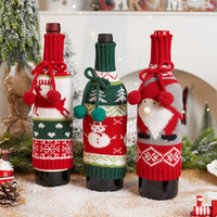 Christmas Wine Bottle Cover Decor Set - Santa, Snowman, Reindeer Designs