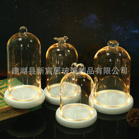 LED Lighted Glass Display Dome with Dustproof Cover for Micro Landscape and Figurines