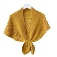 Women's Solid Color Knitted Shawl Poncho for Autumn/Winter - Versatile Shoulder Wrap for Air-Conditioned Rooms