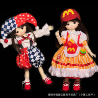 BJD Doll Clown Outfit McDonald's JK Uniform Princess Dress for 30cm Dolls