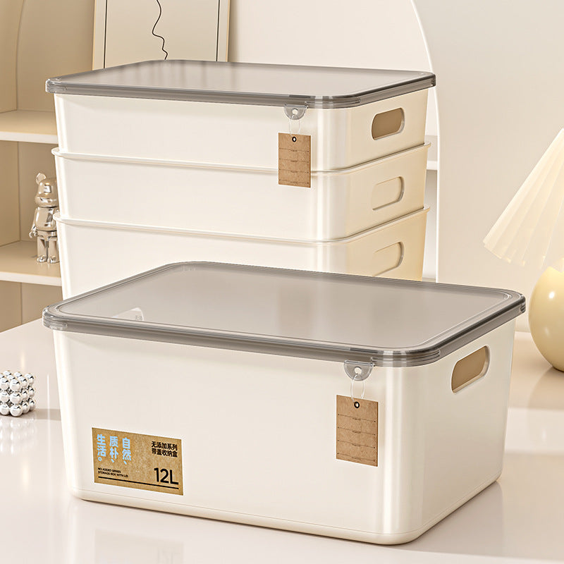 Household Storage Bins with Lids for Snacks, Toys, and Cosmetics - Rectangular Desktop Organizer Baskets
