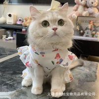 Breathable Summer Cat Dress with Leash Ring for Small Dogs & Cats, Anti-Shedding Pet Princess Skirt