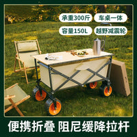 Foldable Outdoor Utility Wagon with Adjustable Handle for Camping Fishing and Hauling
