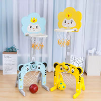 Kids Indoor Adjustable Basketball Hoop and Soccer Goal Toy Set for Boys