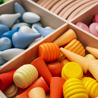 Wooden Rainbow Stacking Blocks for Kids, Educational Open-Ended Building Toy for Toddlers