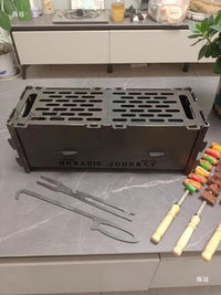Portable Outdoor Camping Grill and Fire Pit with Detachable Design