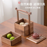 Wooden Dried Fruit Tray with Lid, Living Room Snack Box, Mooncake Storage, Tea Box
