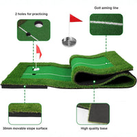 Portable Foldable Golf Practice Mat for Indoor and Outdoor Swing Training, Thick Long-Grass Turf