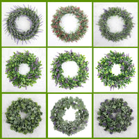 Artificial Lavender Wreath Door Decor Christmas Window Display Green Plant Fake Flower Ornament