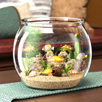 Transparent Desktop Fish Tank with Base and Oxygen Pump for Goldfish and Turtles