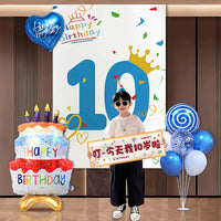 Boys' 1st-12th Birthday Party Decoration Set with Backdrop, Balloons & Handheld Banner