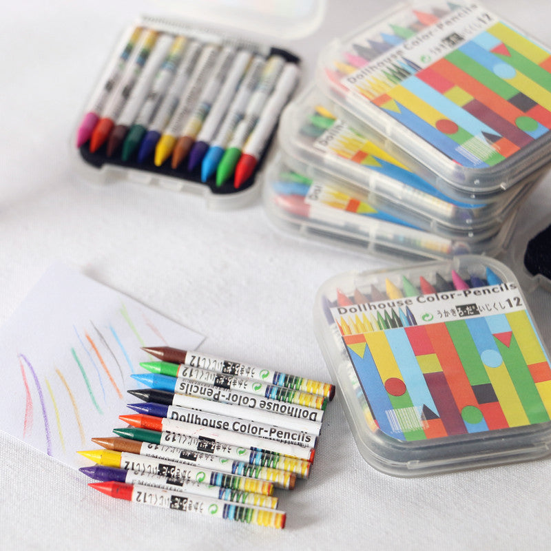 Dollhouse Miniature Boxed 12-Color Crayons for OB11 Dolls