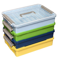 Large Capacity Square Plastic Storage Box with Handle for Tools, Parts, and Toys