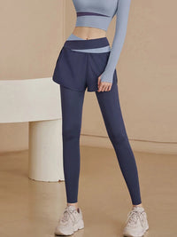 Women's Fake Two-Piece High-Waisted Yoga Leggings - Summer Thin, Butt-Lifting Compression Pants for Marathon & Outdoor Fitness