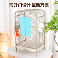 Large Plated Square Tube Bird Cage for Parrots and Budgies, Splash-Proof Luxury Villa Design