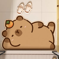 Capybara Diatomaceous Earth Bath Mat Super Absorbent Non-Slip Bathroom Floor Mat
