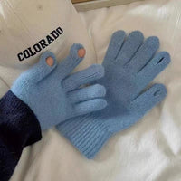 Fingerless Faux Rabbit Fur Touchscreen Gloves for Winter Cycling and Phone Use